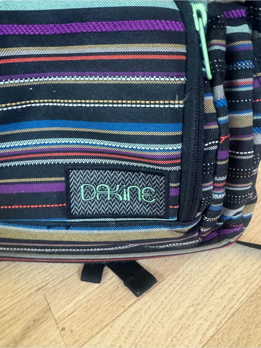 Dakine Striped Backpack Laptop School Travel Bookbag Black Multicolor Mint